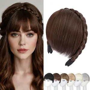 Braid Headband with Bangs Fringe Bangs Hair Extensions Synthetic Hair Accessories for Daily Wear Women Girls