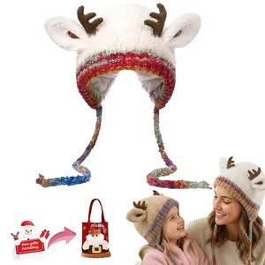 Festive Christmas Antler Hat, The Cutest Knitted Beaniehat Festive For Christmas, Can Be Used As A Handbag