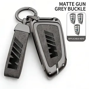 Zinc Alloy Leather Car Smart Remote Key Case Cover Shell, Key Fob Shell, Fits Bmw M X1 X3 X5 X6 X7 1 3 5 6 7 Series, Keychain Accessories, Car Key Protector, Car Key Accessory, Car Key Holder