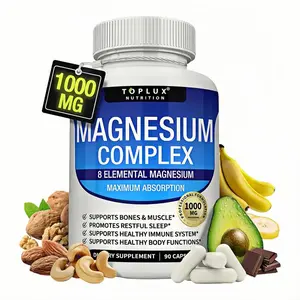 Nutrition Magnesium Complex 1000mg Elemental 9-in-1 High Absorption Blend w Glycinate Citrate Malate 90 Vegan Capsules for Bone Muscle Health Supplement - Healthcare