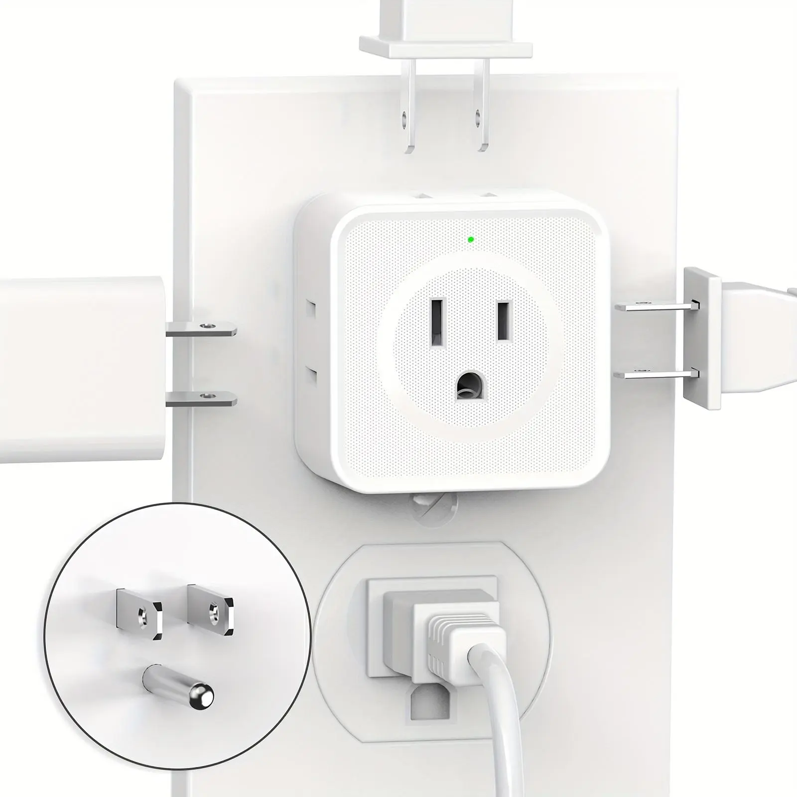 1Pack Multi Plug Outlet Splitter Expander, Multiple Extendable Outlet Extender Adapter with 5 Outlets, Side Outlet Splitter Box for Cruise, Travel, Office, Dorm Essentials, Multiple Sockets, Wall Outlet Extender, Power Socket Expander, Outlet Extension