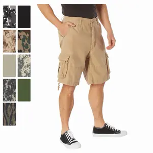 Rothco Vintage Infantry Utility Cargo Shorts - 9 Different Colors Men’s Long Length Casual Khaki Short Mens Knee Length Casual Cargo Shorts Utility Menswear Adjustable Inside Waist Pocket Alternative Zipper