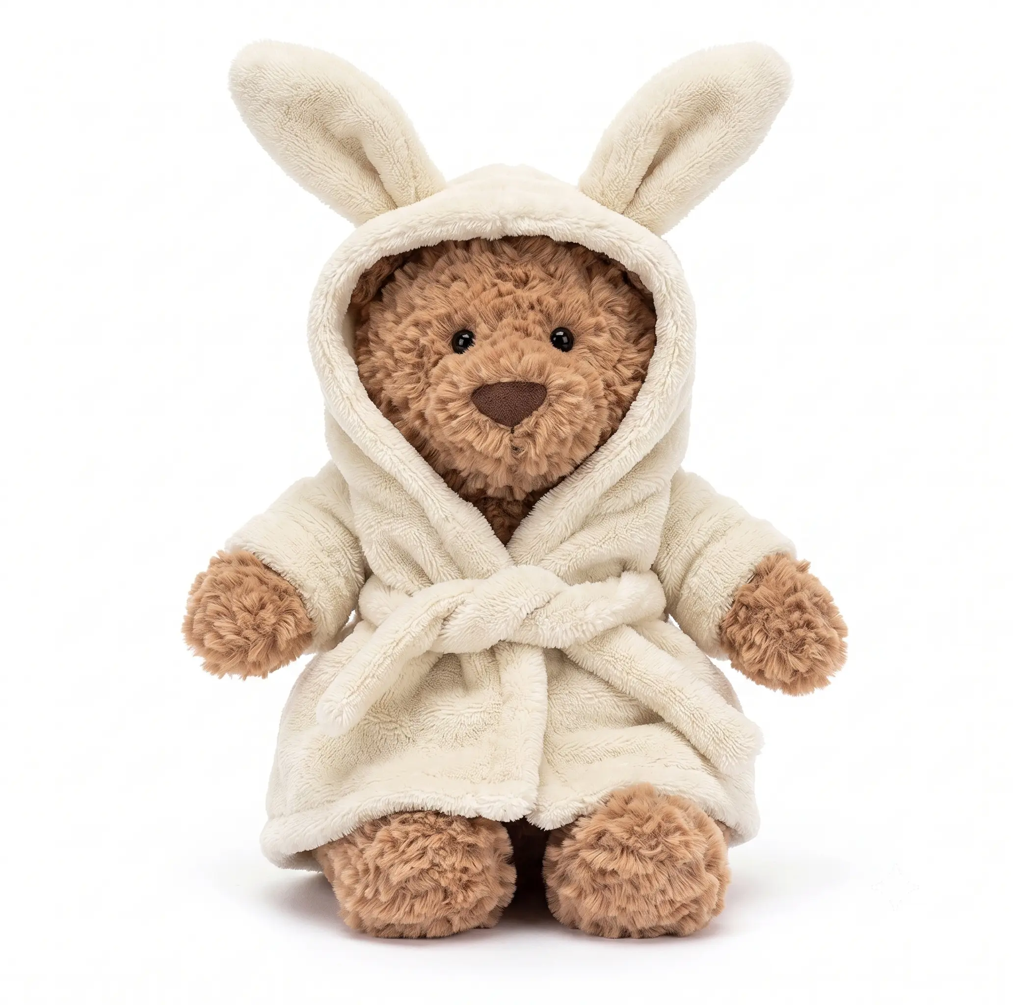 Cozy Spa Bear in Bunny Robe Plushie - Ultra Soft Stuffed Animal & Kawaii Room Decor