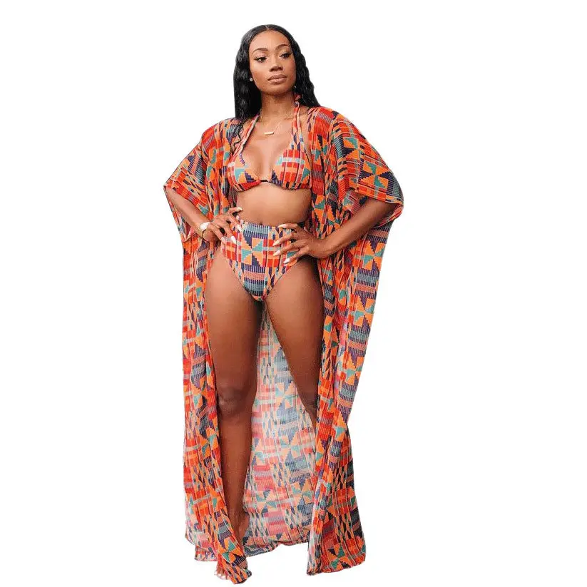 Kente Swimsuit with Coat