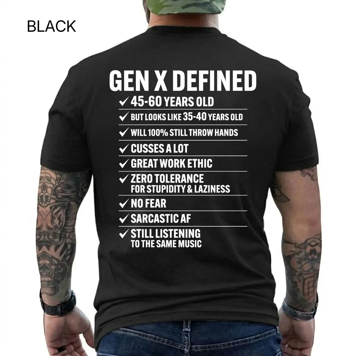 Gen X Defined Retro Generation X Humor Tee, Short Sleeve Printed Graphic Shirt, Daily Casual Cotton Menswear