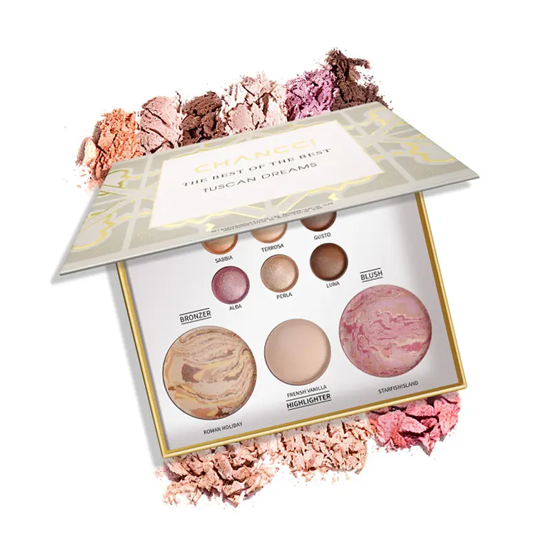 Tuscan Dreams Compact Cosmetic Palette - 6 Eyeshadows, Bronzer, Blush, Highlighter, Mirror (Pansexual Flag Themed) everyday makeup products