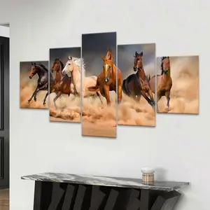 Horse Running Pattern Canvas Unframed Painting, 5 Counts/set Modern Wall Art Poster, Western Wall Art, Wall Art Print, Wall Art Decor for Home Living Room Bedroom Office, Ornaments, Art Work For Wall Decor