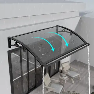 CNCEST Curved Aluminum Frame Patio Canopy, 40" Wide Outdoor Canopy with Gutter & Snow Load Support, Weatherproof Window/Door Awning for Entryways, UV & Rain Protection