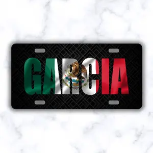 Custom name Mexican Flag License Plate - personalized name Auto Car Tag - Gifts for Her - Gifts for Him