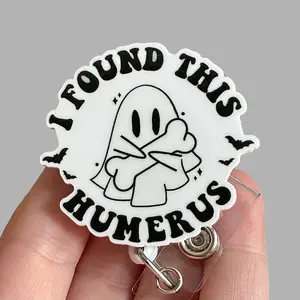 Glitter My Badge Halloween ghost Physical therapy nurse badge reel for nurse and hospital workers. Badge clip Badge pull - Retractable swivel clip with a 360 rotation. Great gift for coworker.