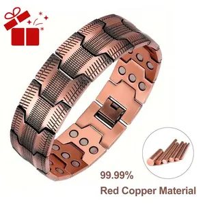 Magnetic Therapy Bracelet For Men – 99.9% Pure Copper, 3500 Gauss Magnets, Adjustable With Tool, Hypoallergenic Wellness Jewelry, Strong Copper Bracelet,Great Gift For Him Bezel Tennis Couple Premium Fold-Over Clasp High Appearance Bracelets