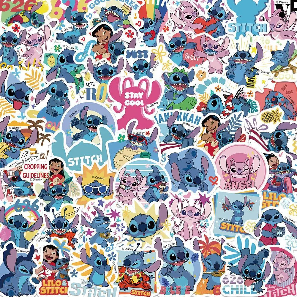 Collectible Disney Stitch Vinyl Stickers Set (50PCS), Eye-Catching Rainbow Patterns & Fun Phrases, Versatile Decor Decals Perfect For Teen & Kids Scrapbook And Laptop DIY Projects