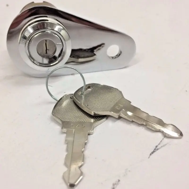 Chrome Finish 3-Position Universal Ignition Lock with Mount Plate for Cafe Choppers, Bobber Bikes
