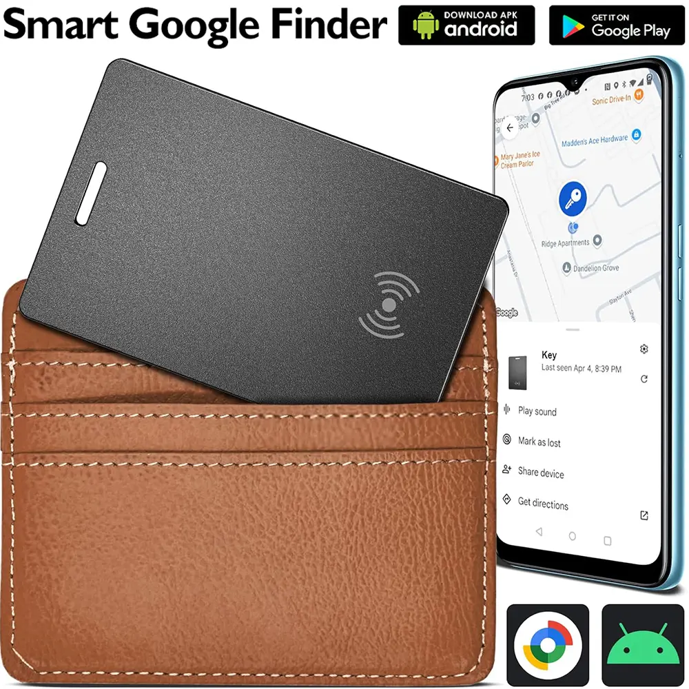 Android Wallet Tracker BT-compatible Smart Locator, Compatible with Google Find HUB, Waterproof IP68, Waterproof Tracking, Rechargeable Tag for Luggage Passport Bag, Wallet Tracker Card