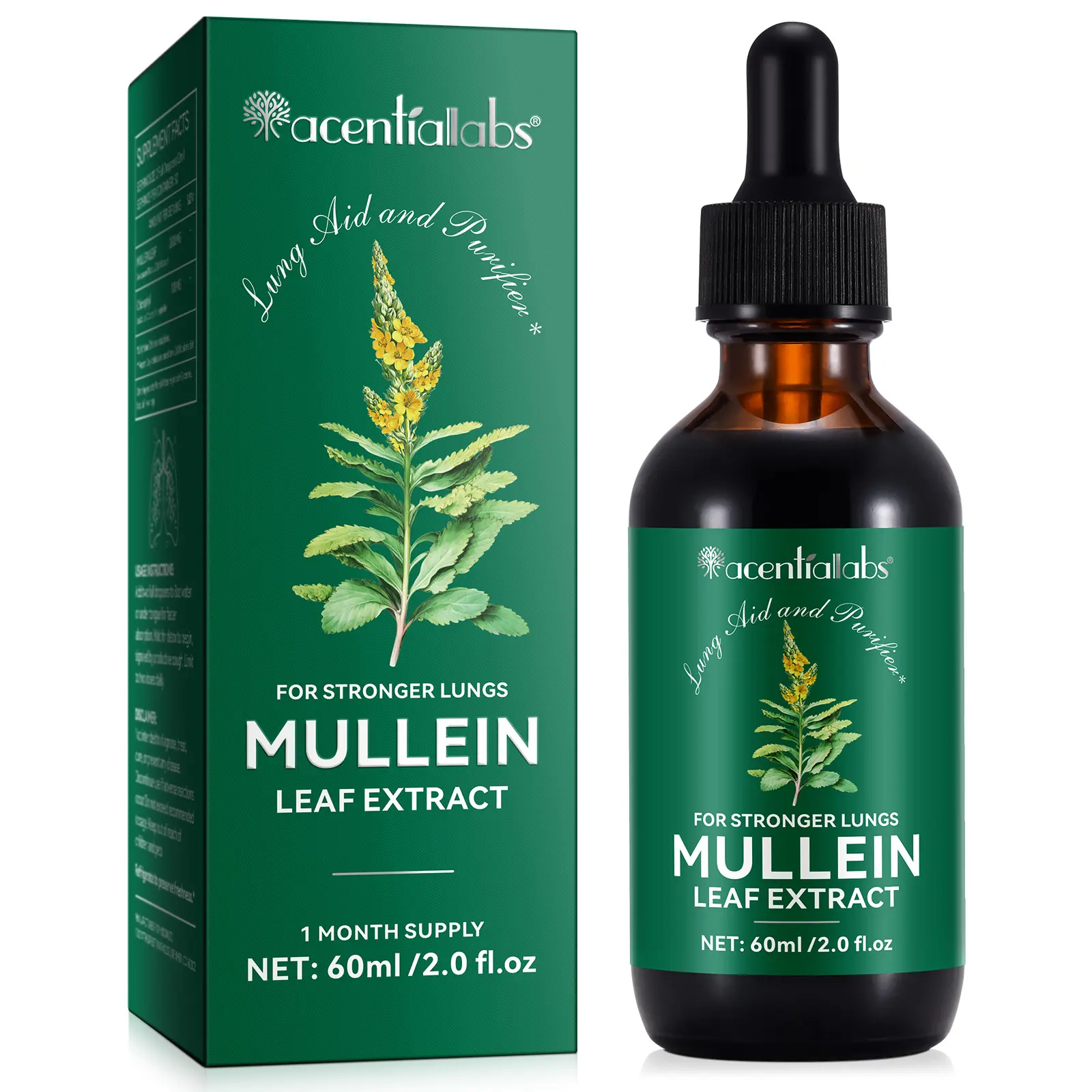 Acentiallabs Mullein Leaf & Chlorophyll Extract Drops for body- 60ml