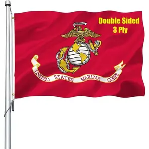 US Marine Corps USMC Flag 3x5 Outdoor Double Sided - Heavy Duty Polyester US Military Army Flags Long Lasting with 2 Brass Grommets- Banners Sunshine