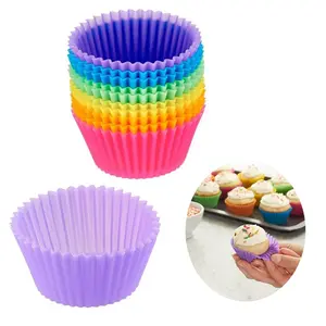 Reusable Silicone Round Baking Cup, Multicolor Muffin Liner, Multifunctional Baking Cup for Home Kitchen Baking House