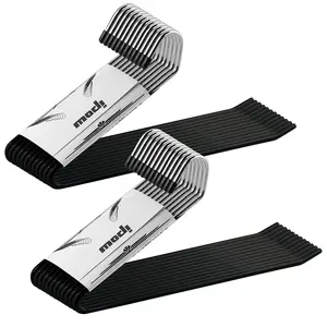 IPOW 24 Pack Heavy Duty Metal Pants Hangers, Space Saving, Non-Slip Jean Hangers for Closet, Open Ended Clothes Hanger for Pant Slack Trouser Scarf Organiser Hanging