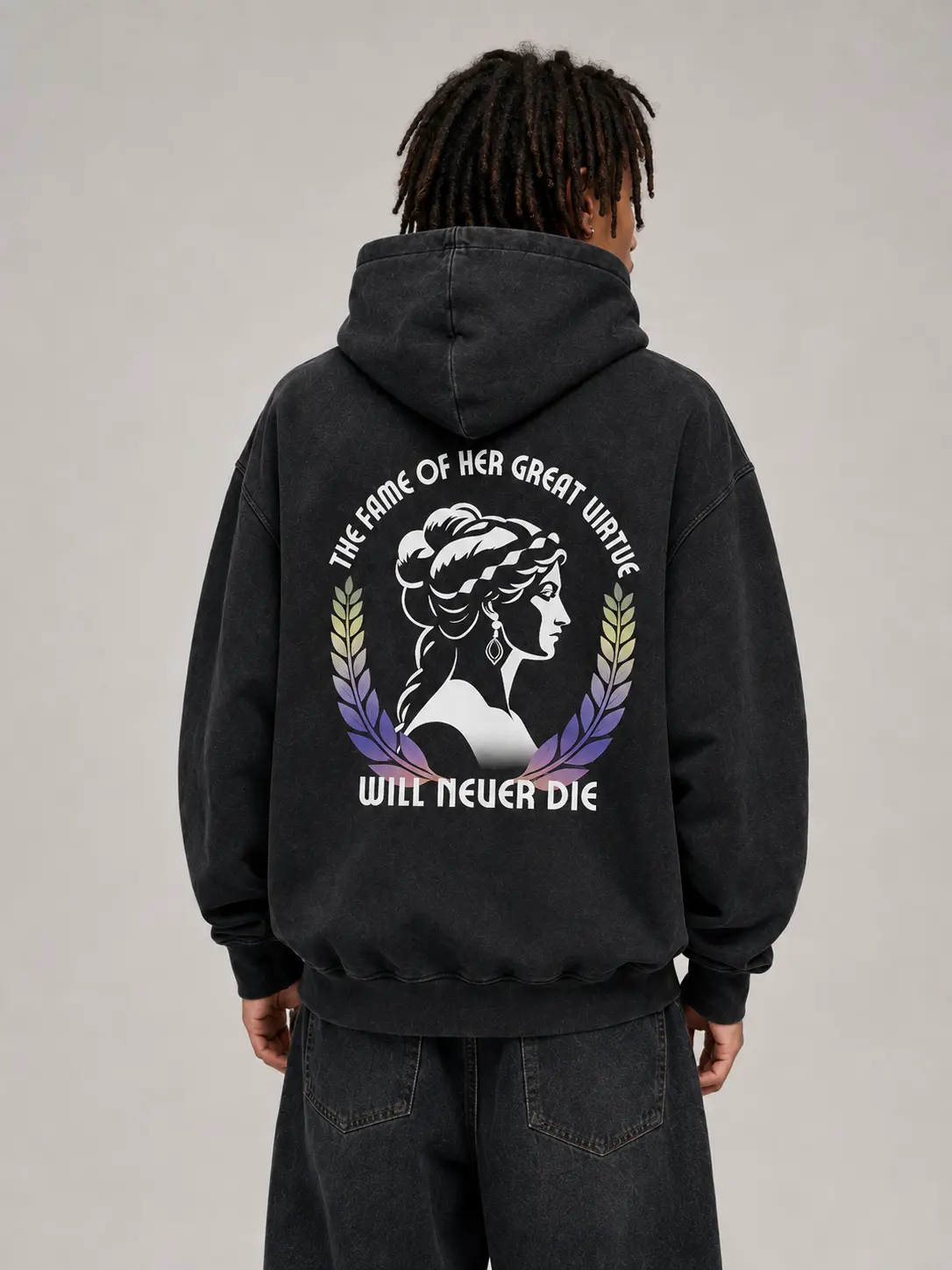 Eternal Virtue Washed Black Oversized Hoodie