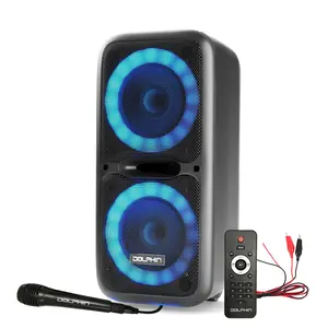 Dolphin Dual 12” Bluetooth Party Speaker with WaveSync, TWS, 3600W Power & LED Ring Light