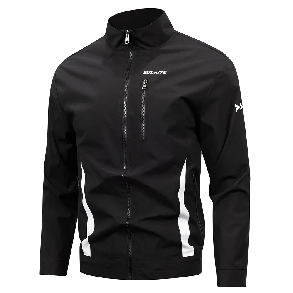 Men’s printed motorcycle riding jacket, windproof waterproof stand collar cycling outerwear, lightweight full-zip motorcycle jacket with zippered pockets, suitable for outdoor sports