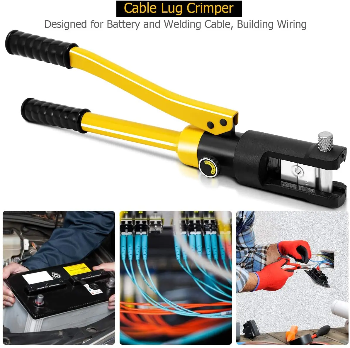 USA 12 Ton /10 Dies Hydraulic Wire Terminal Battery Cable Crimper Tool