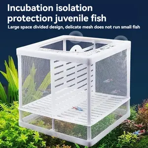 Fish Incubator Box Aquarium Isolation Net Nylon Hatchery Grid Fish Breeding Box Square Rectangle, Small Aquaria Size 1-15 Gallon