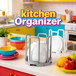 SICANDAENHK Upgrade your kitchen storage instantly with this 2‑piece adjustable bowl and plate rack set!Premium sturdy dish organizer perfect for countertops, cabinet shelves and pantry spaces, ideal for drying and storing dinner plates