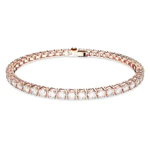 Swarovski Matrix Tennis Bracelet - Round Cut - White - Rose Gold-tone Plated - Large 5657661