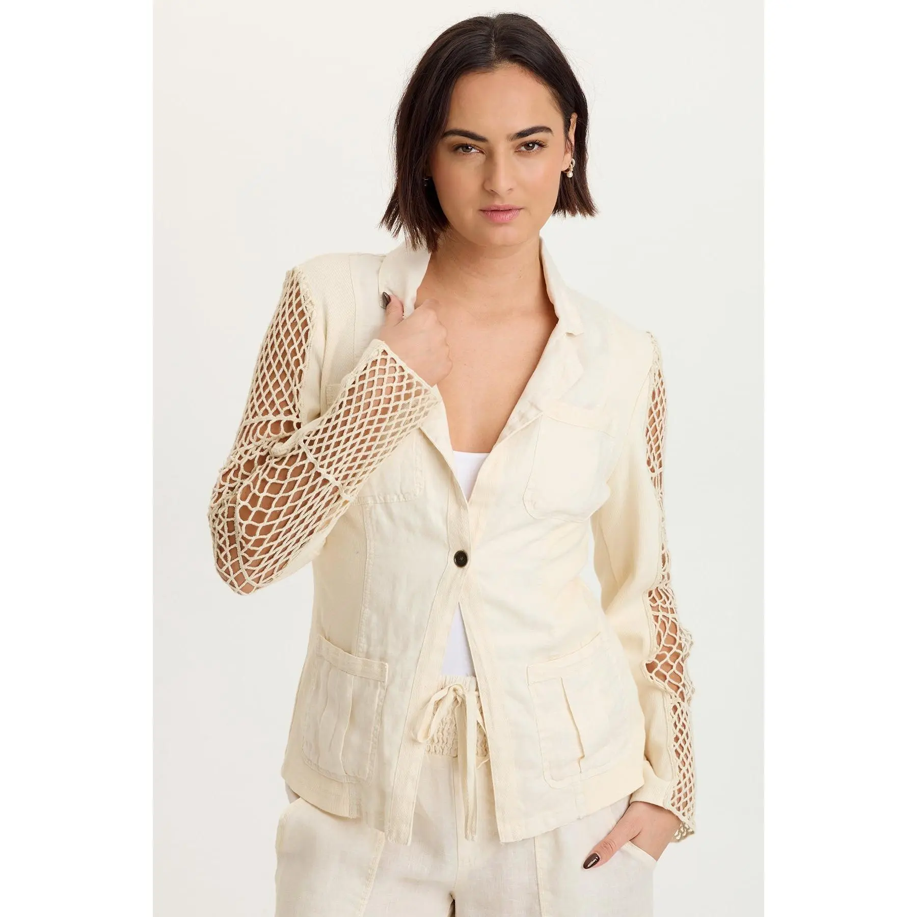 Mackie Linen Crochet Jacket