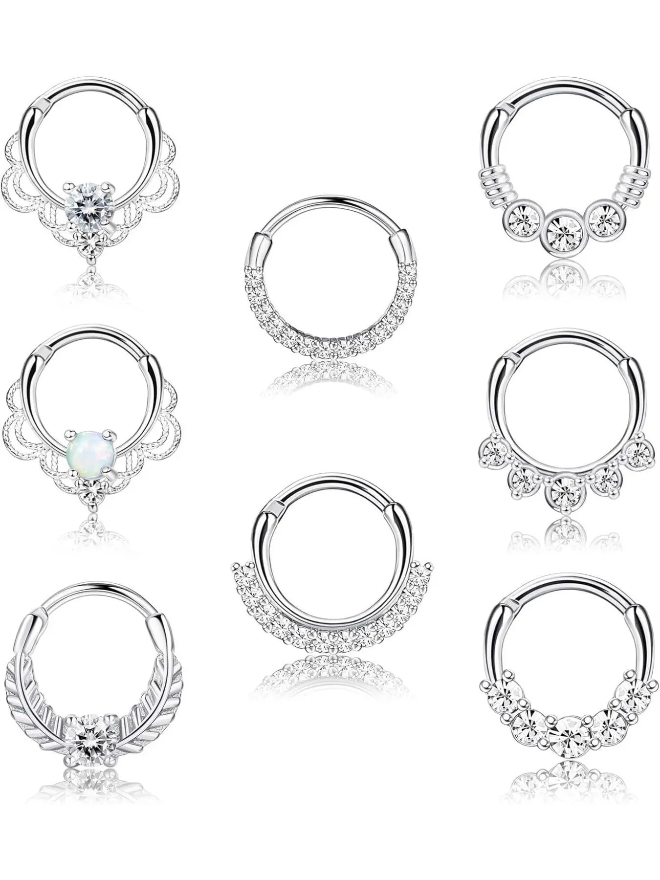 Septum Ring, Helix Pierced Ring, Rhinestone Decor Cartilage Helix Tragus Hoop Daith Earrings, Nose Rings Hoop, Nose Hoops, Piercing Jewelry for Women & Men