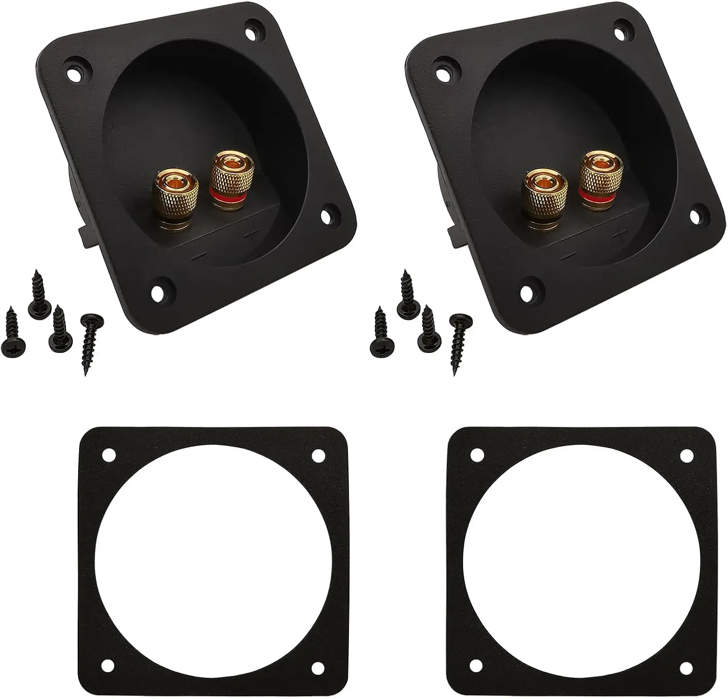 Speaker Box Terminal Cup, Professional 3.1 Inch Double Binding Round -Plated Knob-Type Jacks2 Pack