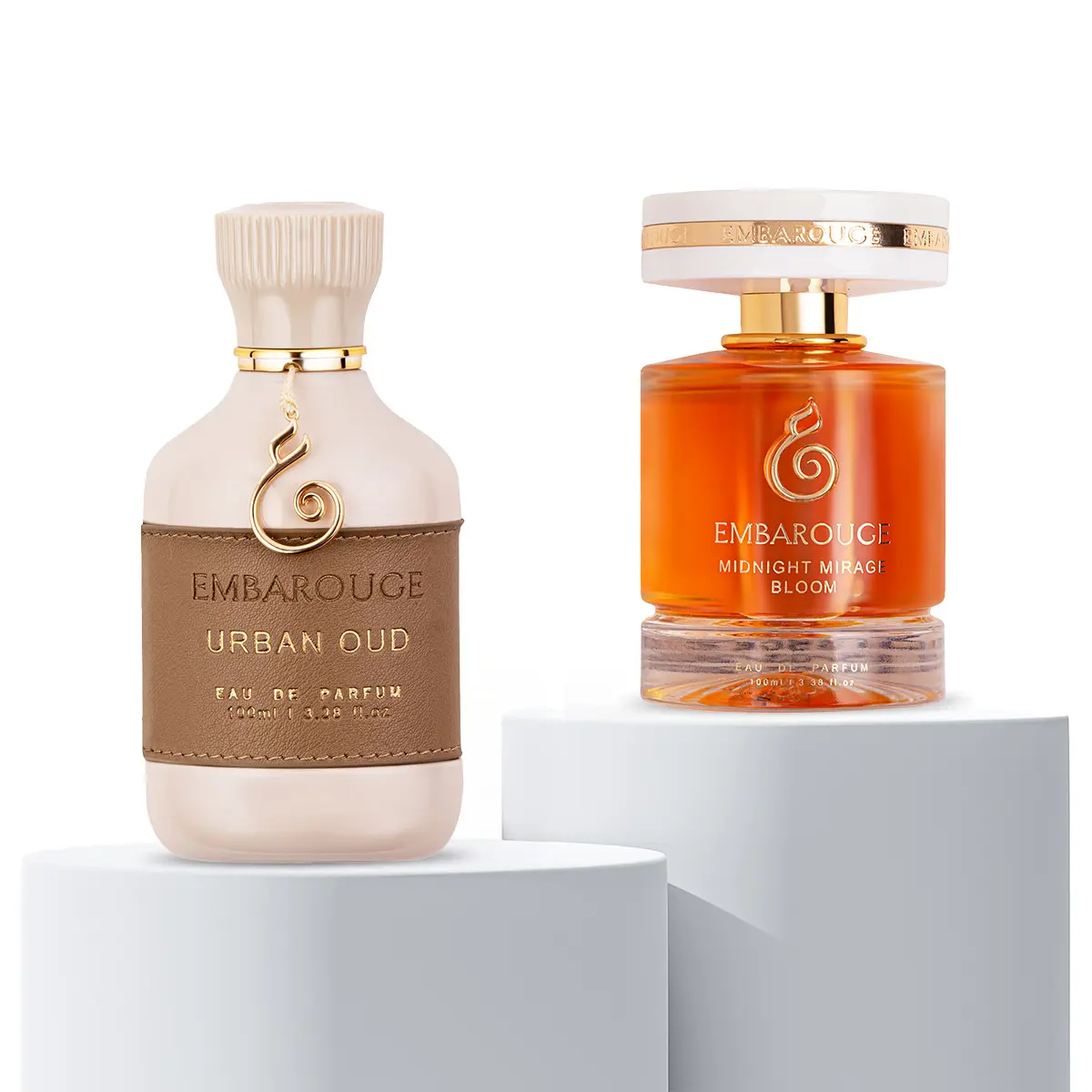 EMBAROUGE Urban Oud & Midnight Mirage Bloom Perfume Combo for Women | 2x100 ml / 3.4 Fl. Oz. | Urban Oud: Wood Top Note, Oriental & Fougere | Midnight Mirage Bloom: Chypre Top Note, Amber & Fougere | Gift Set | Eau de Parfum (EDP)
