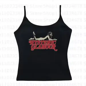 Hysteric Glamour Camisole Top, Punk Women's Aesthetic Letter Print Grunge Gothic Camisole Top, Y2k Clothes Vintage Corset Tank Top Baby Tees Emo Girl Crop Tops, Emo Girls Aesthetic Clothes Tank Tops, Downtown Star Girl, Gift For Her, Outfits