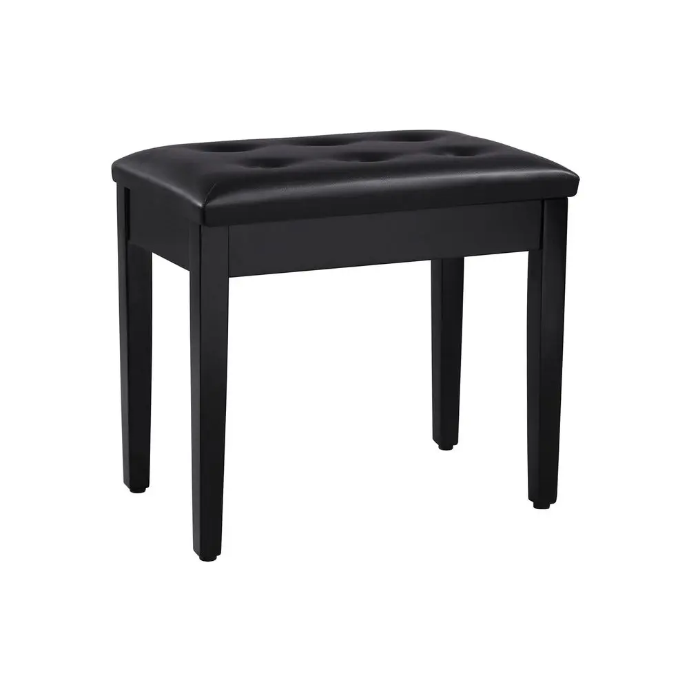 SONGMICS Tufted Wooden Piano Bench - Padded Cushion, Storage Compartment for Music Books, Living Room Furniture, Vanity Stool, 13.8x22x19.5 In, Furniture Living Room