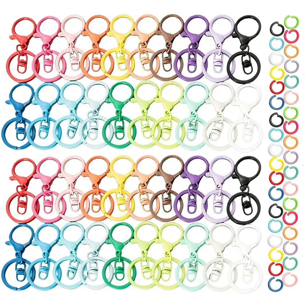 40pcs Lobster Claw Clasps Keychain Metal Swivel Clasps Lobster Claw Clasps Hook with Swivel Clip with Flat Split Keychain Ring and 100pcs Jump Ring for Jewelry Making DIY Craft Hardware