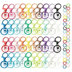 40pcs Lobster Claw Clasps Keychain Metal Swivel Clasps Lobster Claw Clasps Hook with Swivel Clip with Flat Split Keychain Ring and 100pcs Jump Ring for Jewelry Making DIY Craft Hardware