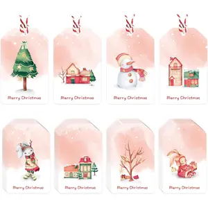 48 count Whimsical Watercolor Christmas  Tags with String - 8 Cute Storybook Designs Merry Christmas  Name Tags 3.15x1.96 Inch Holiday  Tags for Presents,DIY Craft Wrapping & Decorations