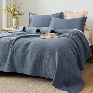 XAKING Solid Ultrasonic Bedding Set - Soft, Lightweight, Breathable Bedspread Coverlet Blanket, All-Season Cooling Comforter with Pillow Shams, Twin/Queen/King Size Soft Bedding Sets for Home Decor & Bedroom Decor Ideas