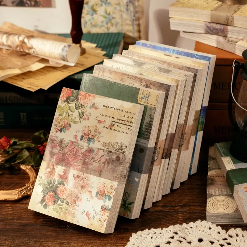 Vintage Paper Scrapbook DIY Decoration Material, 1 Book 100 Sheets Retro Craft Supplies, Handmade Journaling & Collage Kit, Handmade Crafts, Scrapbooking Paper