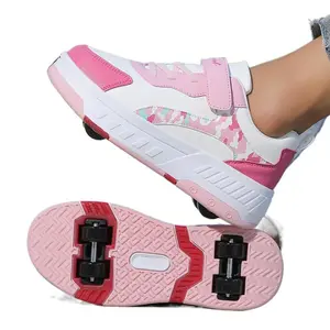 Girls' Outdoor Roller Skates Traditional Style Fashionable Versatile Detachable Design Autumn Winter Model Suitable Skating and Playing Comfortable and Stylish wide kids shoes1011