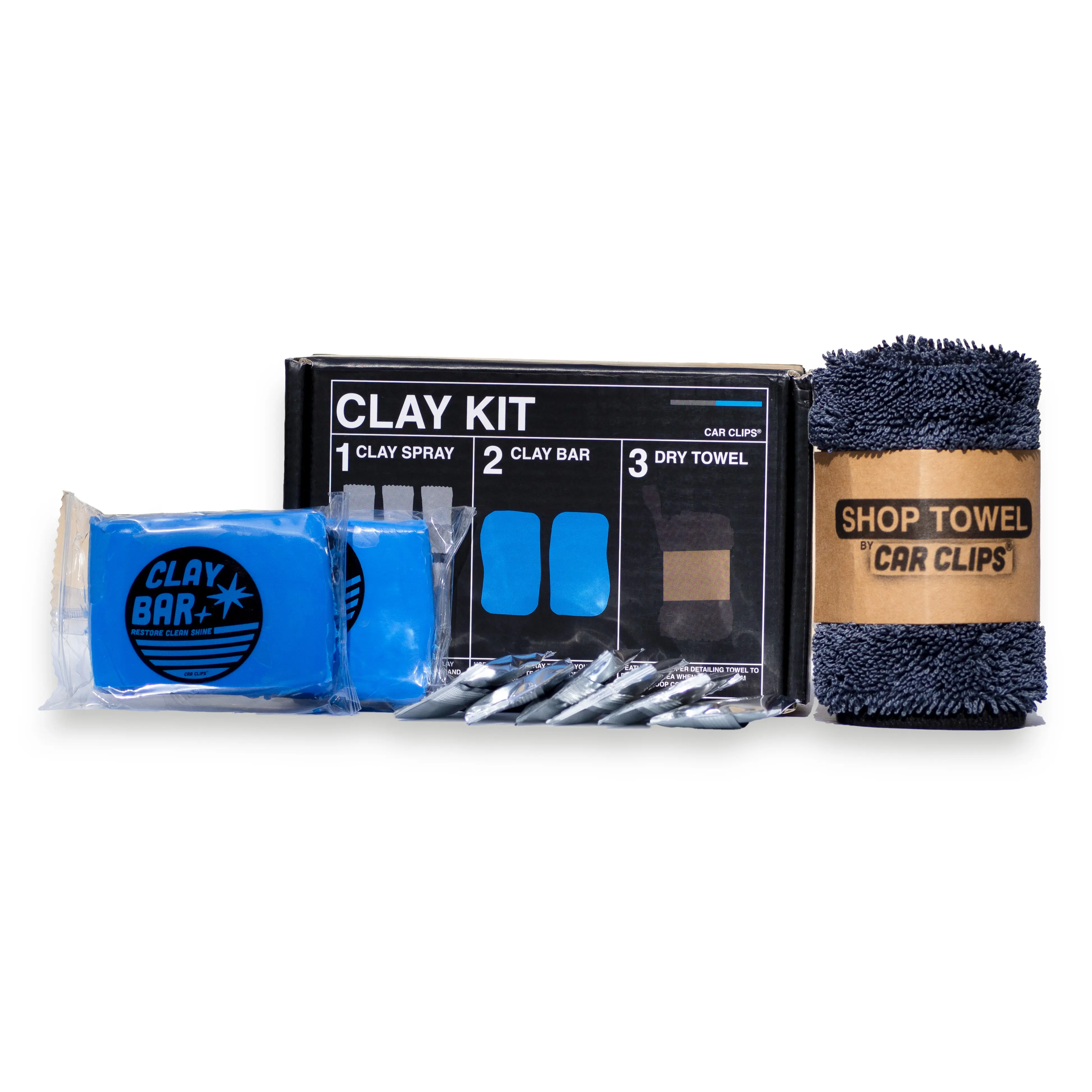 Synthetic Clay Bar Kit - 2 Car Detailing Clay Bars,  6 Clay Spray Tablets (1pcs=16 oz),  Automotive Microfiber Car Drying Towel Scratch-Free Finish