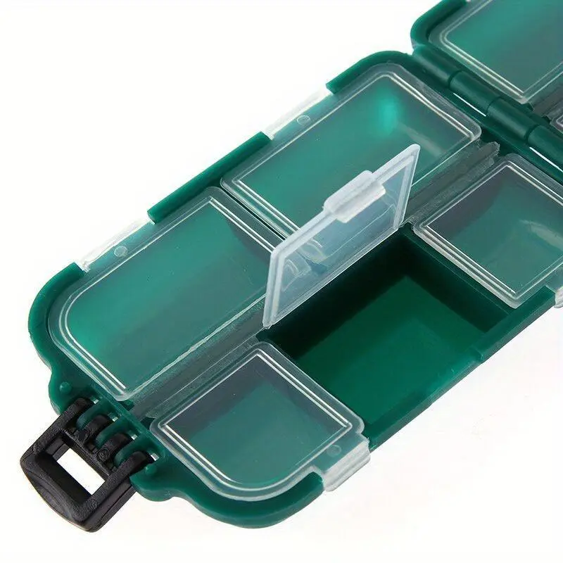 Fishing Tackle Box 10 Compartment Lure Hook Storage Case Double Sided Fishing Tool Organizer Multifunctional Bait Container Fishing Boxes Fishing Accessories