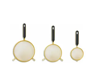 3-Piece Fine Mesh Gold Strainer Set