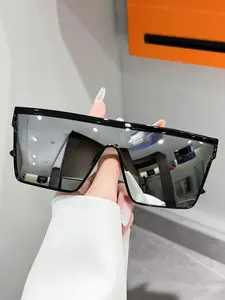 Unisex Simple Style Plain Color Sunglasses, Trendy Casual Flat Top Frame Sunglasses for Everyday Use, Fashion Accessories for Outdoor Activities All Seasons