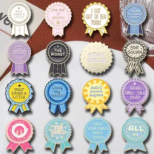 16pcs Creative Design Geometric Medal Design Student Badge Gift Personalized Cartoon Letters Exquisite Versatile Silk Scarf Buckle