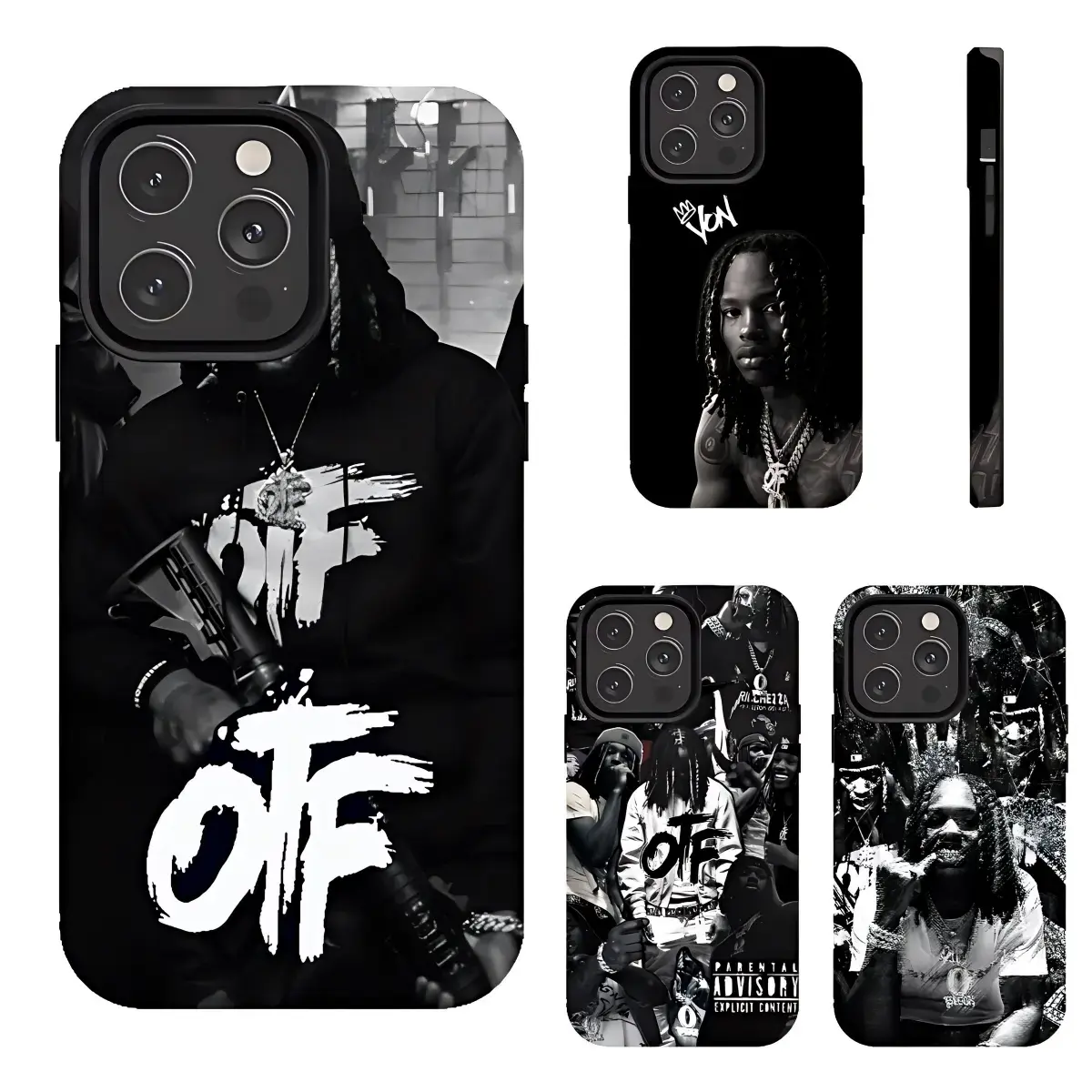 King Von Rapper Rubber iPhone Case - OTF O Block Collage Aesthetic Cover, Shockproof Protective Bumper with Gloss Finish Protection, Custom-Fit for iPhone 17,16,15,14,13,12,11 Pro Max Plus, Chicago Drill Vibe Core Design, Mobile Phone Accessories, Iphone