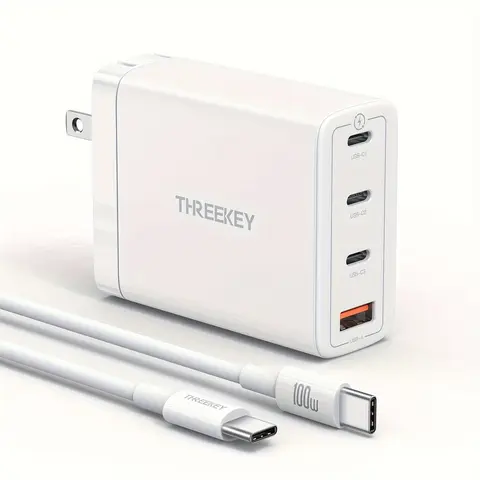 100W USB-C GaN Fold-and-Go Block Charger - 4-Port 4-in-1 Typec Fast Charging Adapter with 3.3FT 100W Type-C Cable, Lightweight Minimalist EDC Charging Solution for iPhone 17/17 Pro Max/16-13, MacBook Pro/Air, Laptop & Other Device
