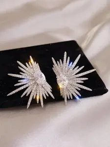 Elegant Rhinestone Decorated Stud Earrings, Fashionable Jewelry for Women, Trendy All-match & Exquisite Jewelry for Birthday Gift