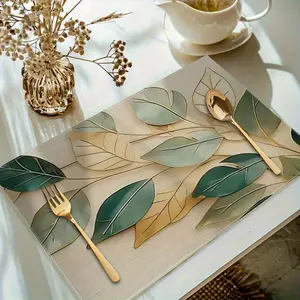 4pcs Leaf - Patterned Placemats for Table Decoration 12x18-inch Single-sided 2D printing fabric table mat set for dining and home use, suitable for table decoration and party decoration